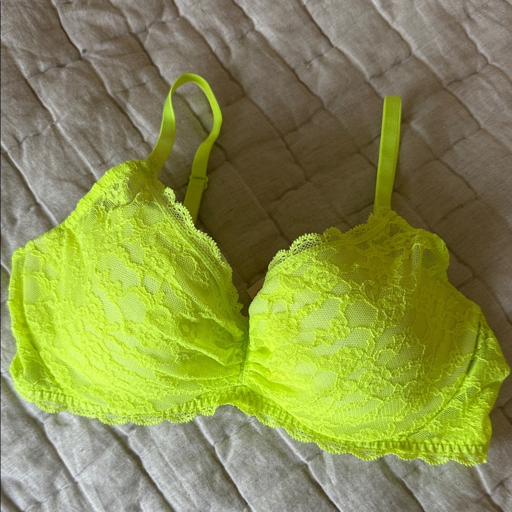 NWOT Victoria's Secret Neon Yellow Lace Bra